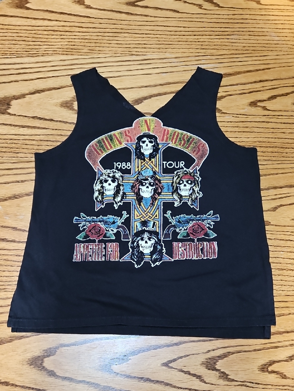 Guns N Roses Black Graphic Tank Top Appetite For Destruction Custom Cut Size S
